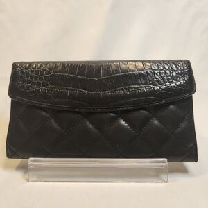 Brahmin Continental Quilted and Crocodile-embossed Leather Wallet